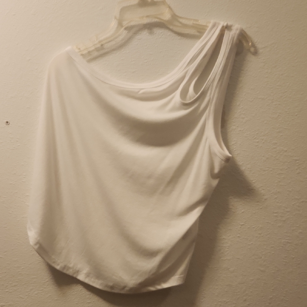 White Asymmetrical Sleeveless Tank Top